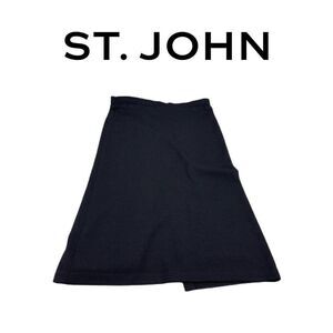 St John Black Knit Skirt W/Slit in The Back. Sz 6